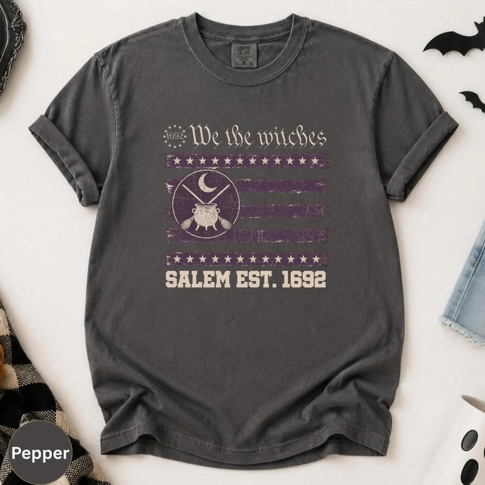 We The Witches Shirt, Salem 1692 Halloween Tee, Witchy Flag S Shirt